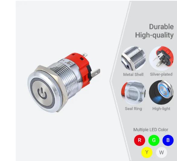 Прекинувач со копче 19мм 3а